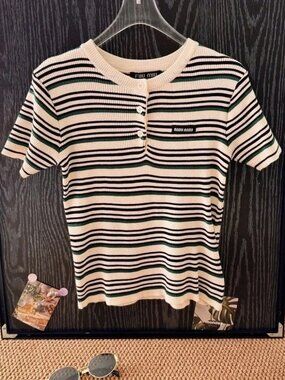 Miu Miu Striped Short-Sleeve Y2K